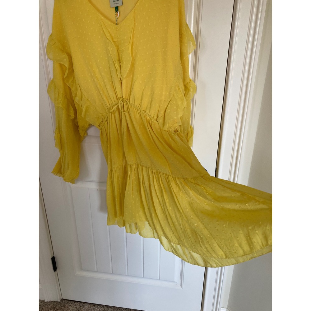 NWT FARM Rio Sunny Yellow Ruffle Mini Dress - Picture 10 of 11